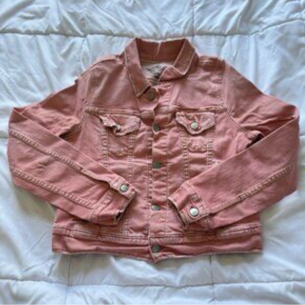 M2F for Free People Orange Denim Jacket Size Small